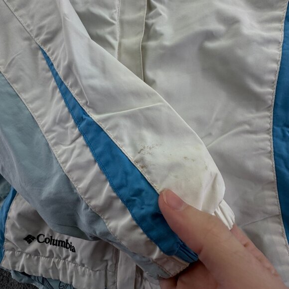Columbia Jacket Girls Medium 10-12 White Blue Full Zip Hooded Whirlibird Youth - Picture 16 of 16